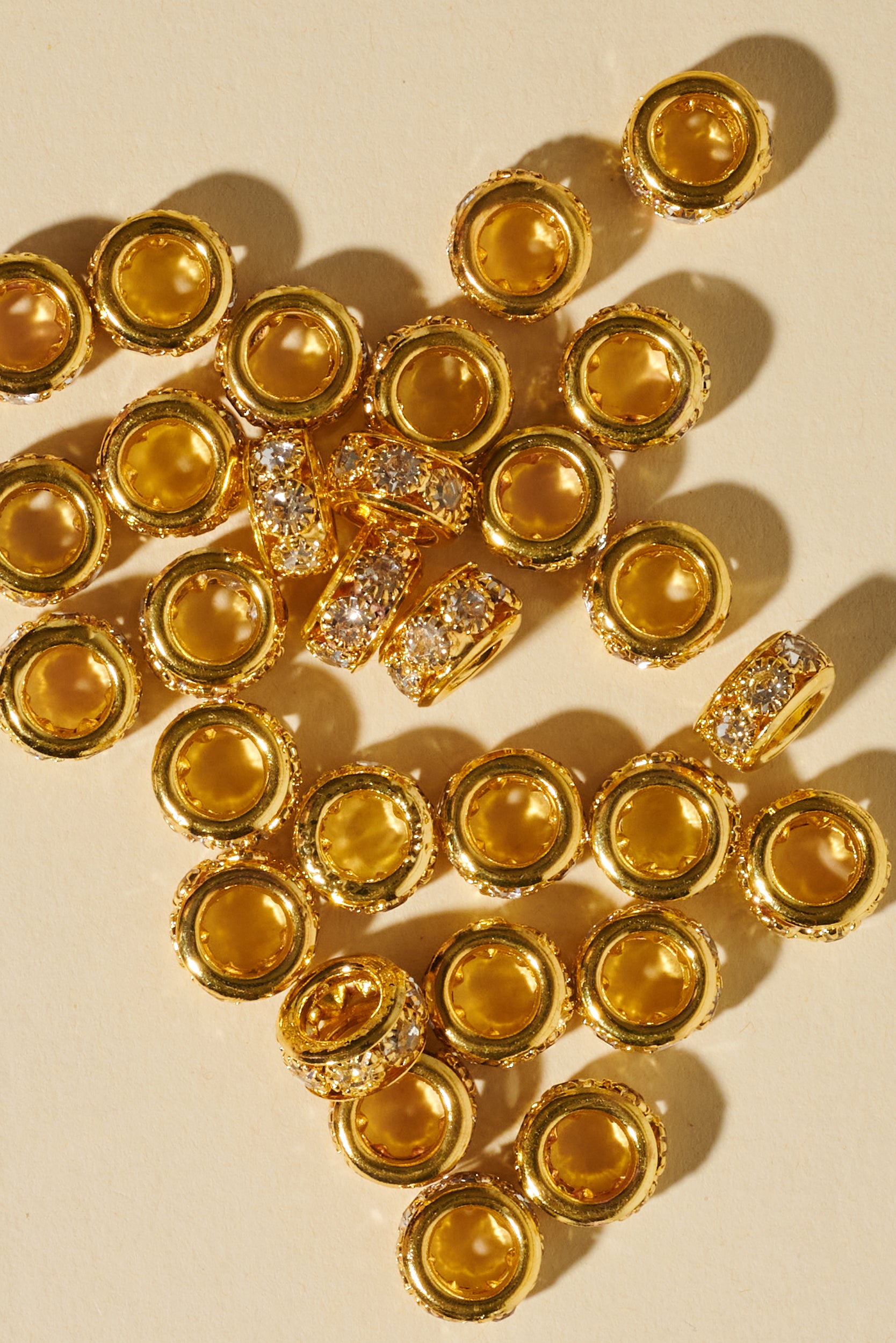 Dreadlock beads - Shufizoo - Zircons on a Gold Background