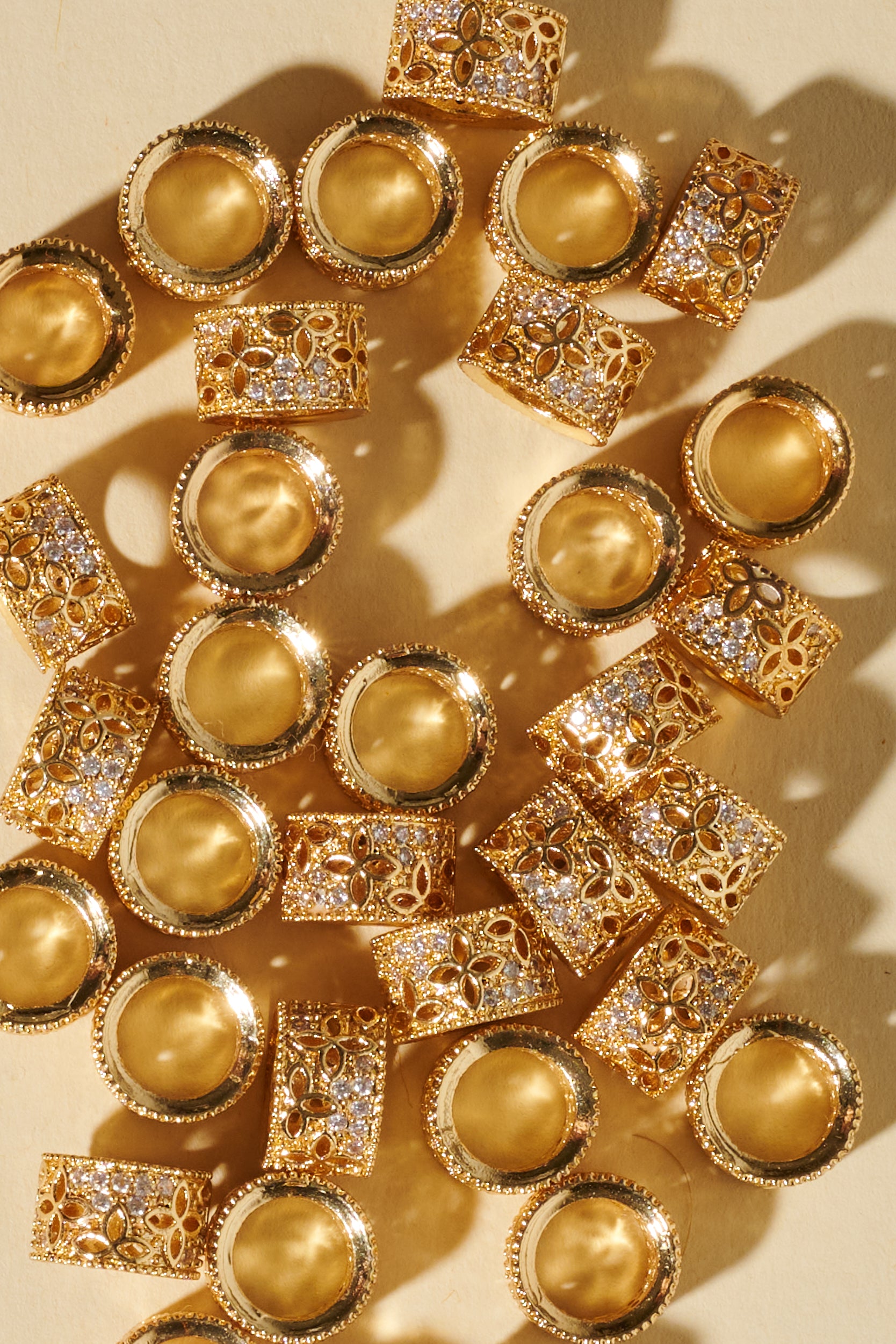 Dreadlock beads - Shufizoo - Golden Flowers with Zircons