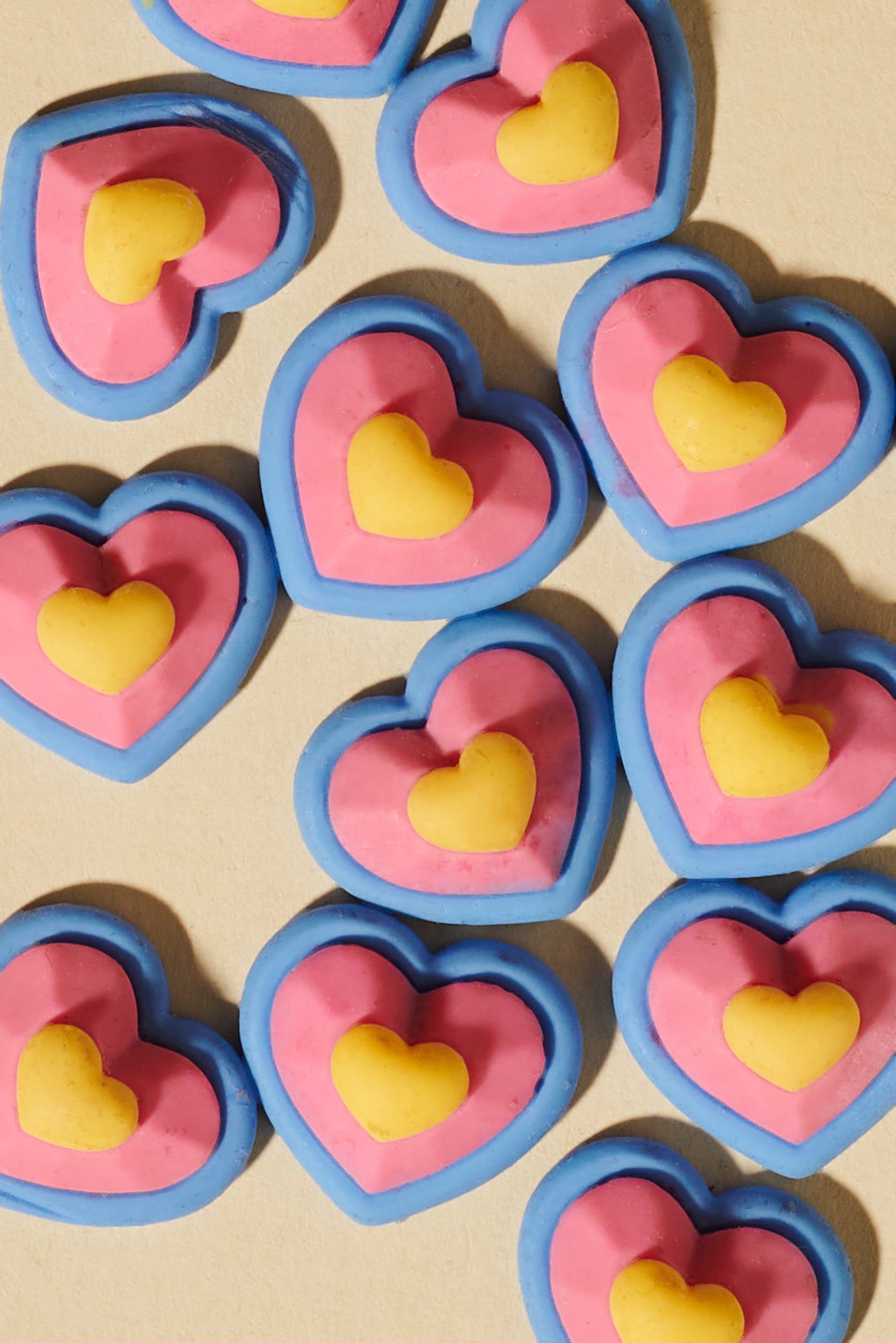 Magic Braids Charms - Shufizoo - Blue, Pink, and Yellow Heart