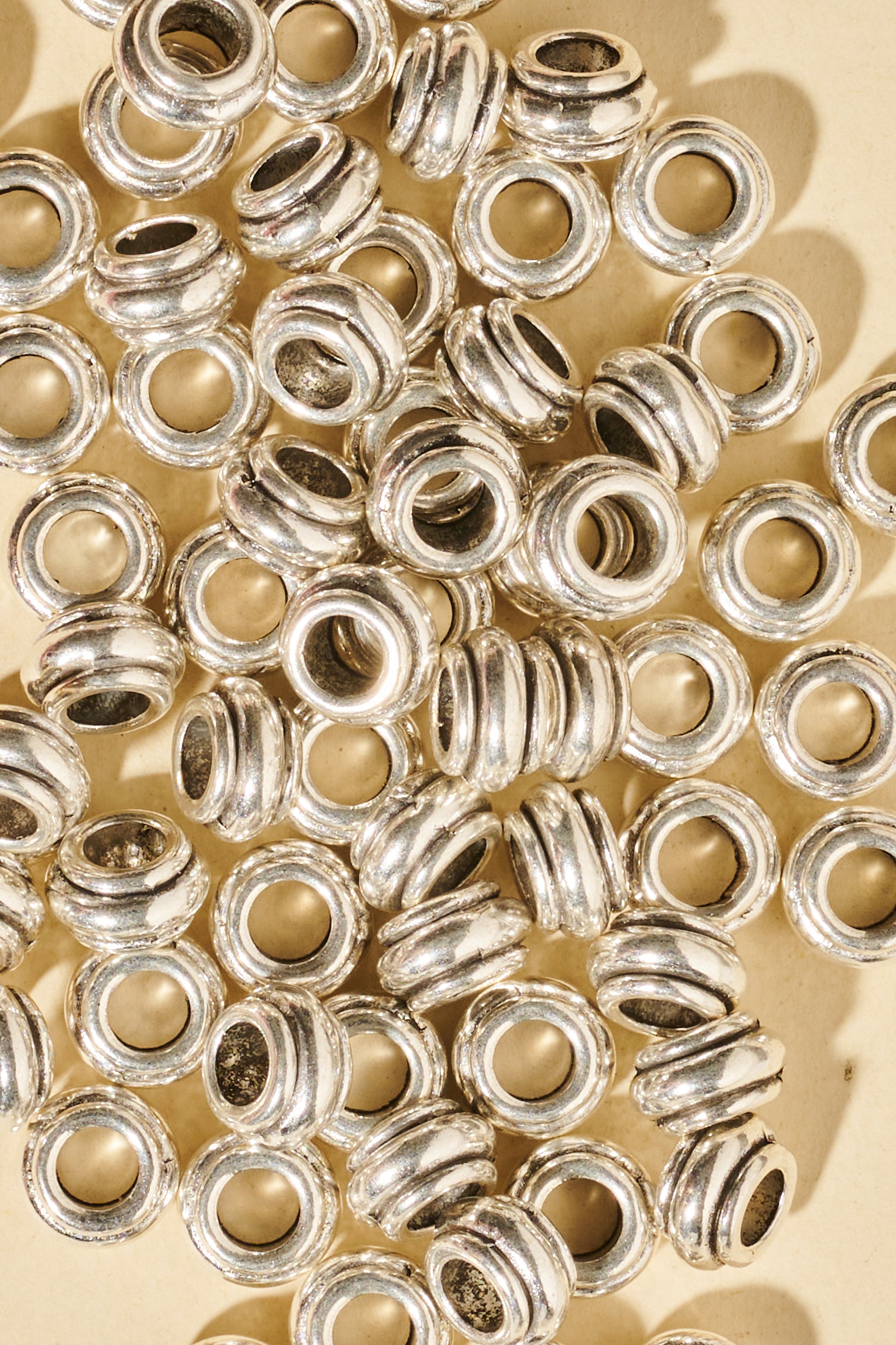 Dreadlock beads - Shufizoo - Silver Beads Decorated with Three Stripes