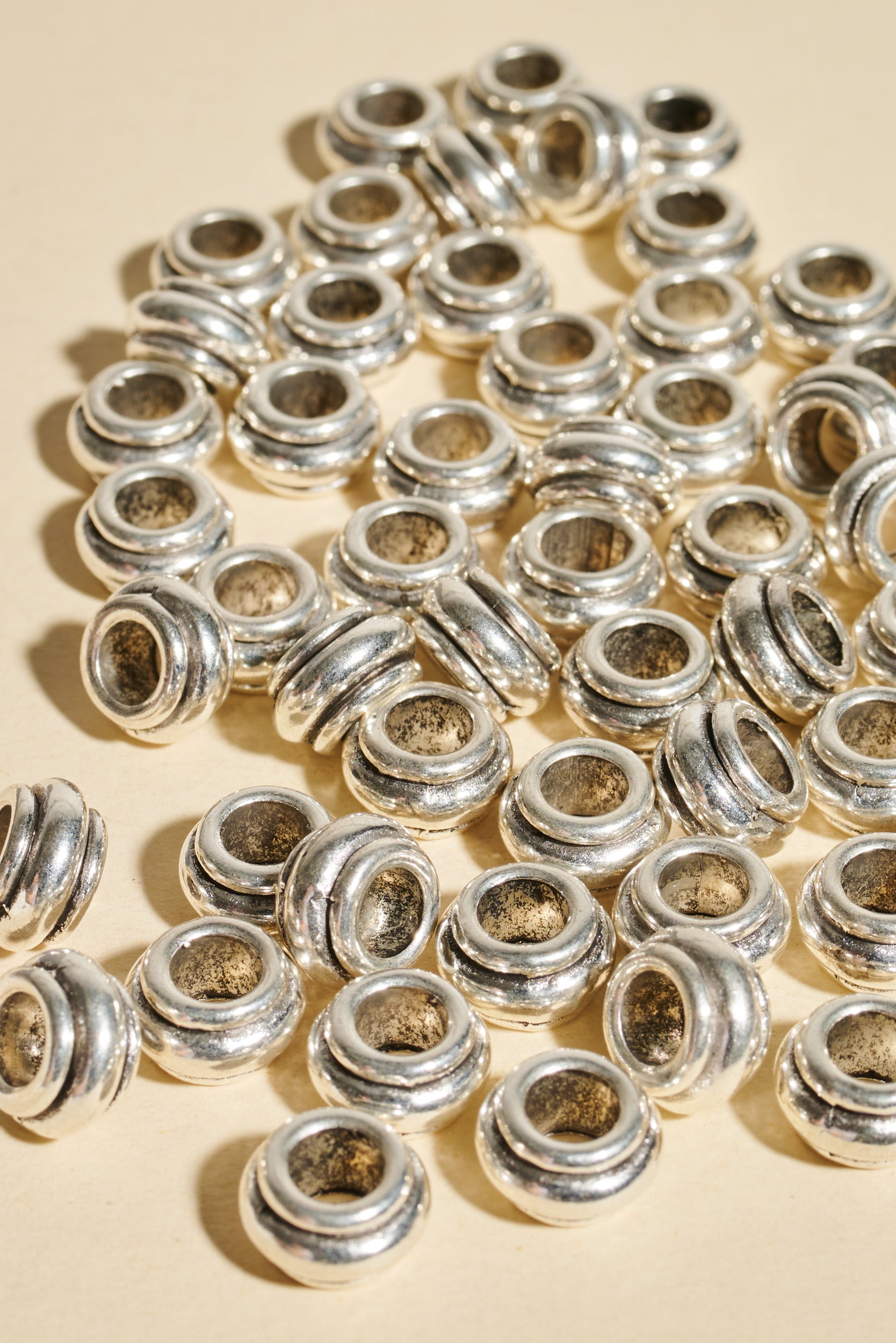 Dreadlock beads - Shufizoo - Silver Beads Decorated with Three Stripes