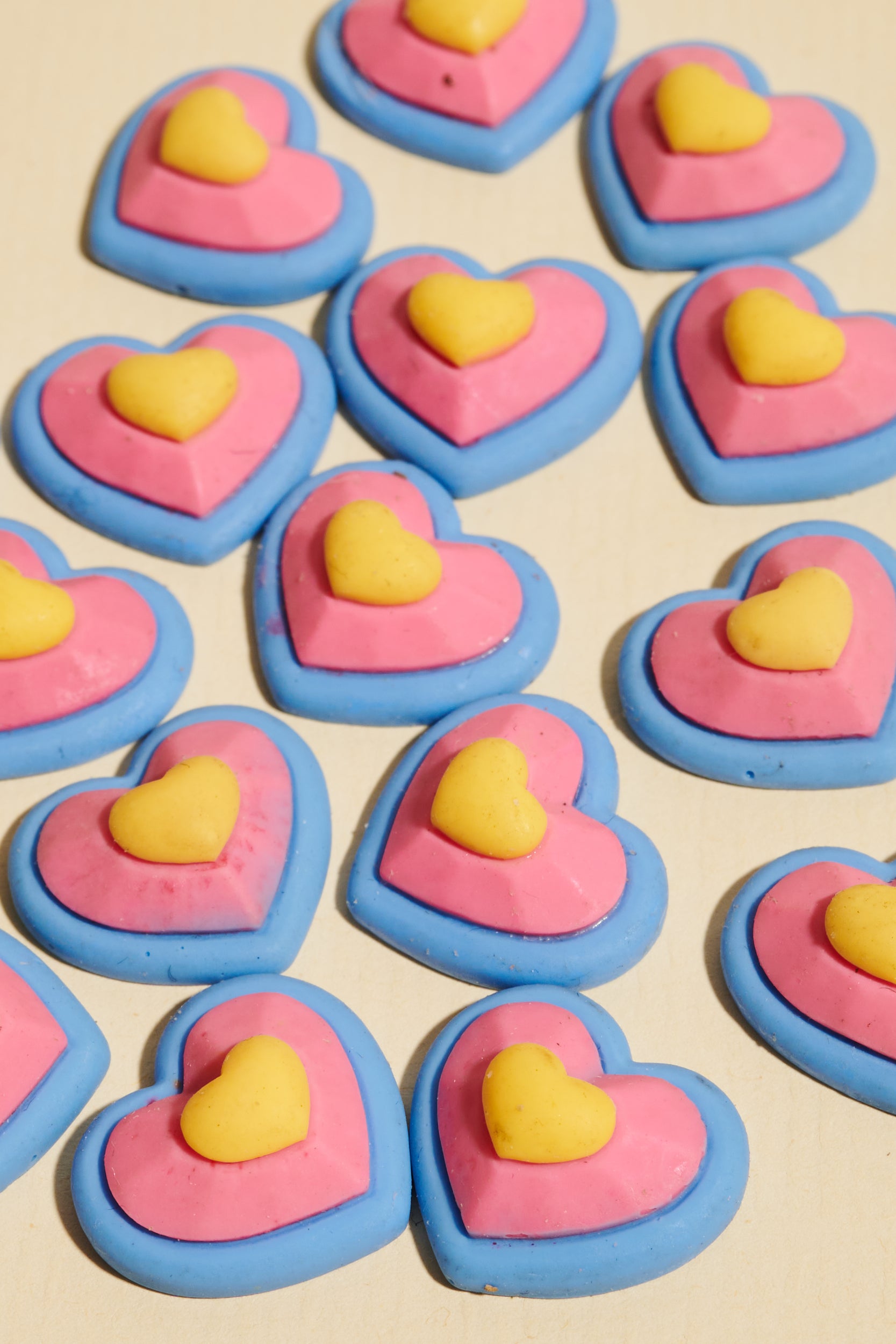 Magic Braids Charms - Shufizoo - Blue, Pink, and Yellow Heart